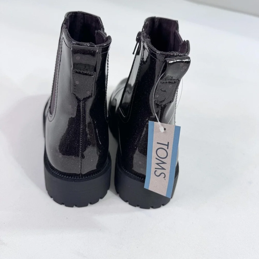 TOMS Youth Bennet Chelsea Boots Size‎ 5.5 Blackberry Confetti Glitter 10021545